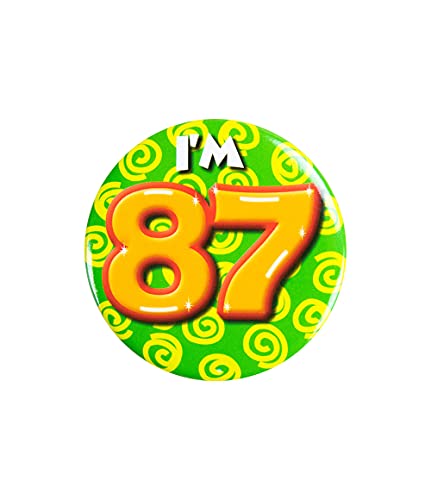 PD-Party 6014787 Birthday Badge | Geburtstag Metall Abzeichen | Partei Feier Knöpfe - I'm 87, Mehrfarbig, 5.5cm Länge x 5.5cm Breite x 0.5cm Höhe von PD-Party