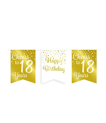 PD-Party 7023002 Luxus Party Flagge Banners | Geburtstag Feier | Partei Dekoration - 18, Gold/Weiß, 8.5cm Länge x 8.5cm Breite x 7.5cm Höhe PD-Party 7023002 Luxus Party Flagge Banners | Geburtstag Feier | Partei Dekoration - 18, Gold/Weiß, 8.5cm Länge x 8.5cm Breite x 7.5cm Höhe von PD-Party