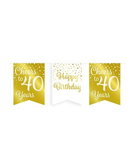 PD-Party 7023006 Luxus Party Flagge Banners | Geburtstag Feier | Partei Dekoration - 40, Gold/Weiß, 8.5cm Länge x 8.5cm Breite x 7.5cm Höhe PD-Party 7023006 Luxus Party Flagge Banners | Geburtstag Feier | Partei Dekoration - 40, Gold/Weiß, 8.5cm Länge x 8.5cm Breite x 7.5cm Höhe von PD-Party