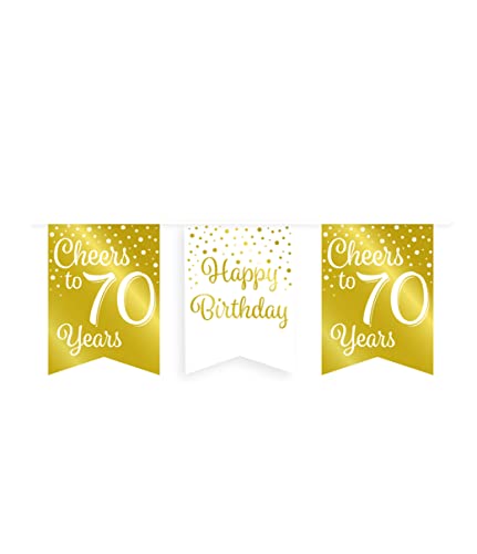 PD-Party 7023010 Luxus Party Flagge Banners | Geburtstag Feier | Partei Dekoration - 70, Gold/Weiß, 8.5cm Länge x 8.5cm Breite x 7.5cm Höhe PD-Party 7023010 Luxus Party Flagge Banners | Geburtstag Feier | Partei Dekoration - 70, Gold/Weiß, 8.5cm Länge x 8.5cm Breite x 7.5cm Höhe von PD-Party