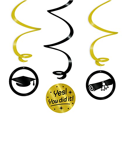 PD-Party 7023301 Swirl Dekoration | Elegant Stil | Hängende Dekoration - Yes You did it, Gold/Schwarz, 14cm Länge x 14cm Breite x 70cm Höhe PD-Party 7023301 Swirl Dekoration | Elegant Stil | Hängende Dekoration - Yes You did it, Gold/Schwarz, 14cm Länge x 14cm Breite x 70cm Höhe von PD-Party