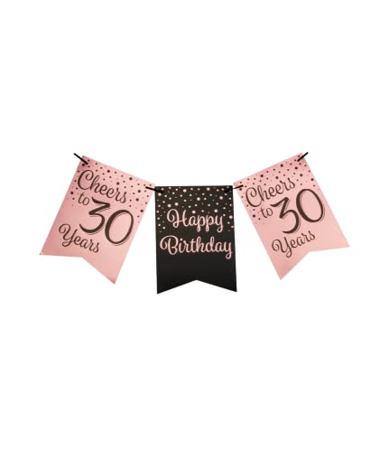 PD-Party 7024005 Luxus Party Flagge Banners | Geburtstag Feier | Partei Dekoration - 30, Rose/Schwarz, 8.5cm Länge x 8.5cm Breite x 7.5cm Höhe PD-Party 7024005 Luxus Party Flagge Banners | Geburtstag Feier | Partei Dekoration - 30, Rose/Schwarz, 8.5cm Länge x 8.5cm Breite x 7.5cm Höhe von PD-Party