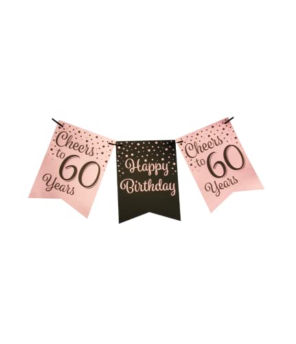 PD-Party 7024008 Luxus Party Flagge Banners | Geburtstag Feier | Partei Dekoration - 60, Rose/Schwarz, 8.5cm Länge x 8.5cm Breite x 7.5cm Höhe PD-Party 7024008 Luxus Party Flagge Banners | Geburtstag Feier | Partei Dekoration - 60, Rose/Schwarz, 8.5cm Länge x 8.5cm Breite x 7.5cm Höhe von PD-Party
