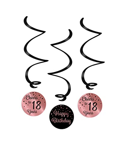 PD-Party 7024102 Swirl Dekoration | Elegant Stil | Hängende Dekoration - 18, Rosa/Schwarz, 14cm Länge x 14cm Breite x 70cm Höhe von PD-Party