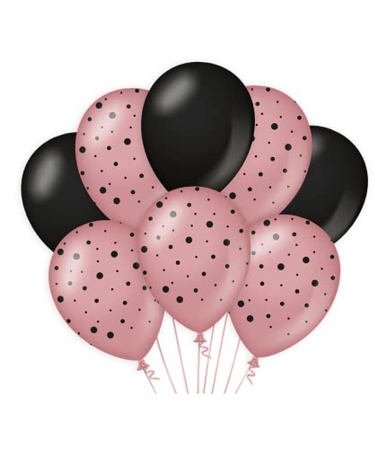 PD-Party 7024414 Party Luftballons | Natürliche Rubber (Latex) | Geburtstag Partei Dekoration - Bubbles, Pack von 8, Rosa/Schwarz, 30cm Länge x 30cm Breite x 30cm Höhe von PD-Party