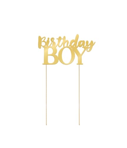 PD-Party 7025101 Birthday Boy Kuchen Topper Geburtstag Party Dekoration, Gold, 22cm Länge x 11.5cm Breite x 0.3cm Höhe von PD-Party