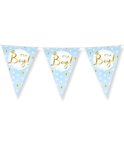 PD-Party 7031028 Foil Bunting - It’s a boy, Blau/Gold, Doppelt-Seitige, Dreieckig, Folie Wimpelkette, 1000cm Länge X 30cm Breite X 0.1cm Höhe PD-Party 7031028 Foil Bunting - It’s a boy, Blau/Gold, Doppelt-Seitige, Dreieckig, Folie Wimpelkette, 1000cm Länge X 30cm Breite X 0.1cm Höhe von PD-Party