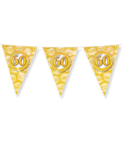 PD-Party 7031038 Foil Bunting | Hochzeit Jubiläum | Festive Feier | Partei Dekoration - 60th, Gold, 1000cm Länge X 30cm Breite X 0.1cm Höhe PD-Party 7031038 Foil Bunting | Hochzeit Jubiläum | Festive Feier | Partei Dekoration - 60th, Gold, 1000cm Länge X 30cm Breite X 0.1cm Höhe von PD-Party