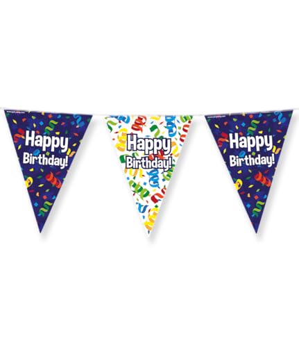 PD-Party 7031047 Party Bunting | Geburtstag Wimpelkette | Partei Flagge Dekoration - Happy Birthday, Mehrfarbig, 1000cm Länge X 30cm Breite X 0.1cm Höhe von PD-Party