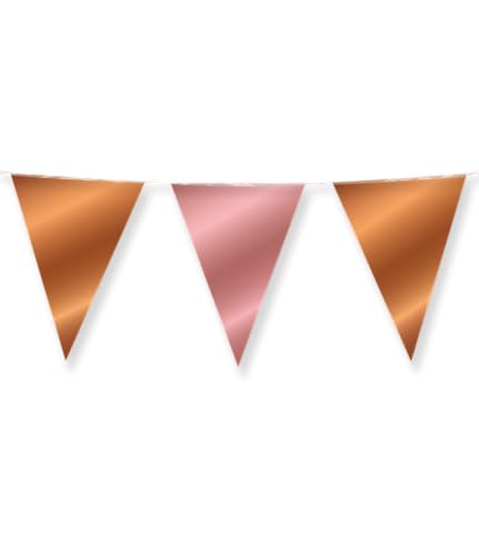 PD-Party 7031076 Foil Bunting | Vereiteln Wimpelkette, Doppelseitig, Dreieckig, Partei Dekoration Flaggen, Bronze/Roségold, 1000cm Länge x 30cm Breite x 0.1cm Höhe von PD-Party