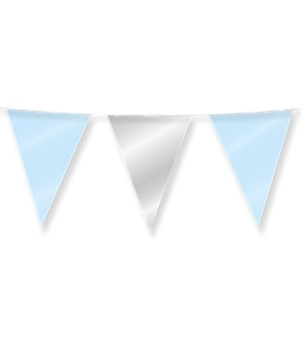 PD-Party 7031078 Foil Bunting | Vereiteln Wimpelkette, Doppelseitig, Dreieckig, Partei Dekoration Flaggen, Hellblau/Silber, 1000cm Länge x 30cm Breite x 0.1cm Höhe PD-Party 7031078 Foil Bunting | Vereiteln Wimpelkette, Doppelseitig, Dreieckig, Partei Dekoration Flaggen, Hellblau/Silber, 1000cm Länge x 30cm Breite x 0.1cm Höhe von PD-Party