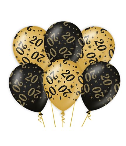 PD-Party 7031320 Classy Party Luftballons | Natürliche Rubber (Latex) | Partei Dekorationen - 20, Pack von 6, Gold/Schwarz, 30cm Länge x 30cm Breite x 30cm Höhe von PD-Party