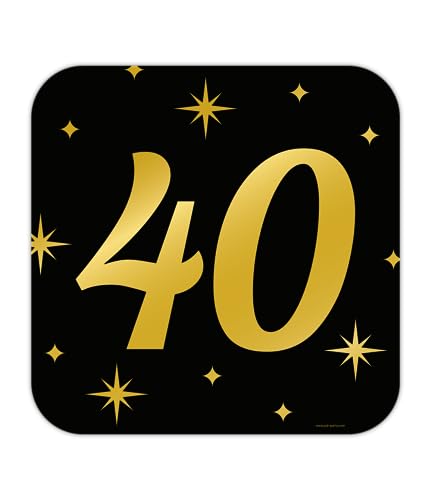 PD-Party - 40. Zeichen / Fenster Dekoration für Geburtstag - Jubiläum Dekoration - Schwarz Gold - Party Deko - 40. Geburtstag Junge & Mädchen - 50x50 cm von PD-Party