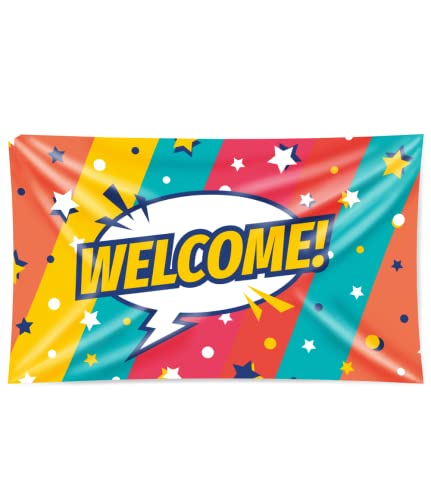 PD-Party 7036135 XXL Flagge | Party Banner | Festliche Feier | Partei Dekoration - Welcome, 150cm Länge x 90cm Breite x 0.1cm Höhe von PD-Party