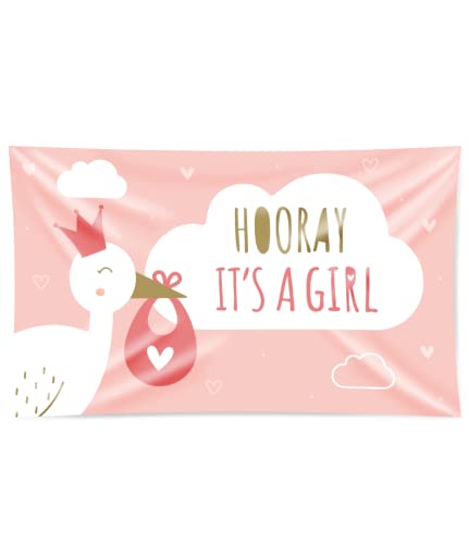 PD-Party 7036138 XXL Flagge | Party Banner | Festliche Feier | Partei Dekoration - Nieuw Geboren Baby Meisje, 150cm Länge x 90cm Breite x 0.1cm Höhe von PD-Party