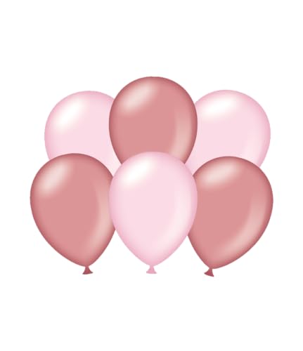 PD-Party 7036585 Party Luftballons | Natürliche Rubber (Latex) | Partei Dekoration, Pack von 6, Metallisch Rosa/Roségold, 30cm Länge x 30cm Breite x 30cm Höhe von PD-Party