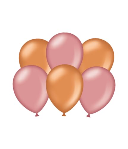 PD-Party 7036586 Party Luftballons | Natürliche Rubber (Latex) | Partei Dekoration, Pack von 6, Chromkupfer/Metallisch Roségold, 30cm Länge x 30cm Breite x 30cm Höhe von PD-Party