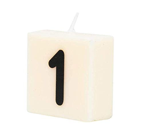 PD-Party 7040001 Geburtstag dekorative Wachs Nummer Kerze | Wax Candle - 1, Cremefarben/Schwarz, 4cm Länge x 4cm Breite x 2cm Höhe von PD-Party