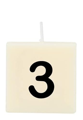 PD-Party 7040003 Geburtstag dekorative Wachs Nummer Kerze | Wax Candle - 3, Cremefarben/Schwarz, 4cm Länge x 4cm Breite x 2cm Höhe von PD-Party