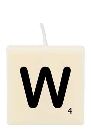 PD-Party 7040033 Geburtstag dekorative Wachsbriefe Kerze | Wax Candle - W, Cremefarben/Schwarz, 4cm Länge x 4cm Breite x 2cm Höhe von PD-Party