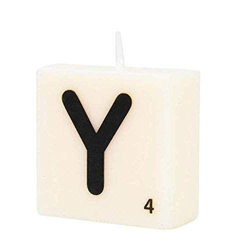 PD-Party 7040035 Geburtstag dekorative Wachsbriefe Kerze | Wax Candle - Y, Cremefarben/Schwarz, 4cm Länge x 4cm Breite x 2cm Höhe von PD-Party