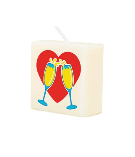 PD-Party 7040056 Geburtstag Dekorativ Wachs Kerze | Wax Candle - Champagne, Cremefarben/Schwarz, 4cm Länge x 4cm Breite x 2cm Höhe von PD-Party