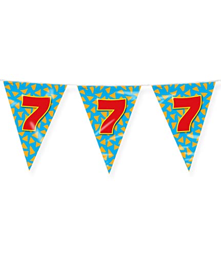 PD-Party 7042007 Happy Party Bunting - 7, Blau/Gold, Doppelt-Seitige, Dreieckig, Folie Wimpelkette, 1000cm Länge X 30cm Breite X 0.1cm Höhe PD-Party 7042007 Happy Party Bunting - 7, Blau/Gold, Doppelt-Seitige, Dreieckig, Folie Wimpelkette, 1000cm Länge X 30cm Breite X 0.1cm Höhe von PD-Party
