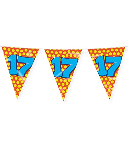 PD-Party 7042017 Happy Party Bunting - 17, Rot/Gelb, Doppelt-Seitige, Dreieckig, Folie Wimpelkette, 1000cm Länge X 30cm Breite X 0.1cm Höhe PD-Party 7042017 Happy Party Bunting - 17, Rot/Gelb, Doppelt-Seitige, Dreieckig, Folie Wimpelkette, 1000cm Länge X 30cm Breite X 0.1cm Höhe von Party Dekoration