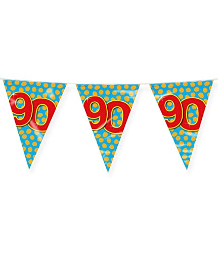 PD-Party 7042031 Happy Party Bunting - 90, Blau/Gold, Doppelt-Seitige, Dreieckig, Folie Wimpelkette, 1000cm Länge X 30cm Breite X 0.1cm Höhe PD-Party 7042031 Happy Party Bunting - 90, Blau/Gold, Doppelt-Seitige, Dreieckig, Folie Wimpelkette, 1000cm Länge X 30cm Breite X 0.1cm Höhe von PD-Party