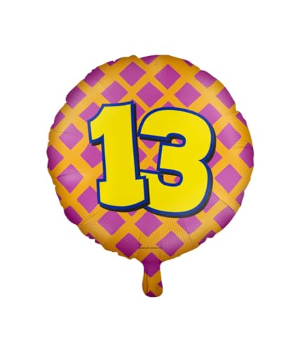 PD-Party 7042113 Happy Folie Luftballons | Festliche Feier | Partei Dekorationen - 13 Jahre, Gold/Rosa, 46cm Länge x 46cm Breite x 46cm Höhe von PD-Party