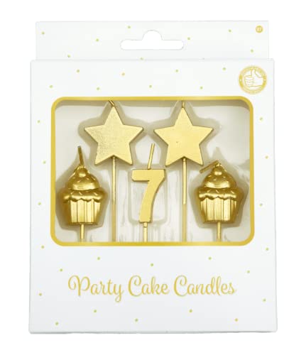 PD-Party - Geburtstagskerzen für Kuchen & Torten - Geburtstagsdeko - Goldene Kuchenkerzen für Geburtstagsfeiern von Kindern & Erwachsenen - Zahlenkerzen - Nummer Kerze - Größe 3 x 9 x 1 cm - 7 Jahre PD-Party - Geburtstagskerzen für Kuchen & Torten - Geburtstagsdeko - Goldene Kuchenkerzen für Geburtstagsfeiern von Kindern & Erwachsenen - Zahlenkerzen - Nummer Kerze - Größe 3 x 9 x 1 cm - 7 Jahre von PD-Party