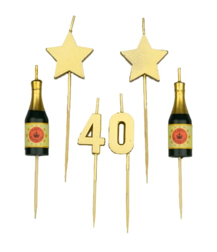 PD-Party 7050016 Geburtstag Kuchen Kerzen | Birthday Cake Candles | Partei Dekoration - 40 Jahre, Gold, 1cm Länge x 3cm Breite x 9cm Höhe von PD-Party