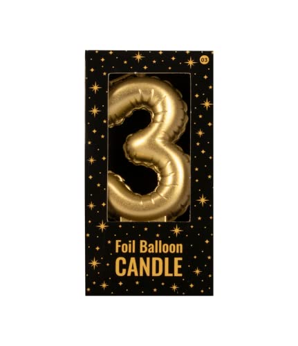 PD-Party 7070003 Folie Luftballon Kerze | Birthday Candles | Geburtstag Kerzen | Partei Dekoration - 3, Gold, 10cm Länge x 5.5cm Breite x 1.5cm Höhe von PD-Party