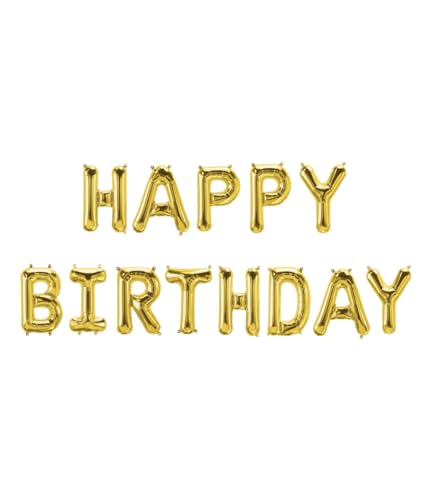 PD-Party 7100018 Folien Ballons Bausatz | Party Balloons | Geburtstag Thema Feier – Happy Birthday, Gold, 190cm Länge x 40cm Breite x 7.5cm Höhe von PD-Party