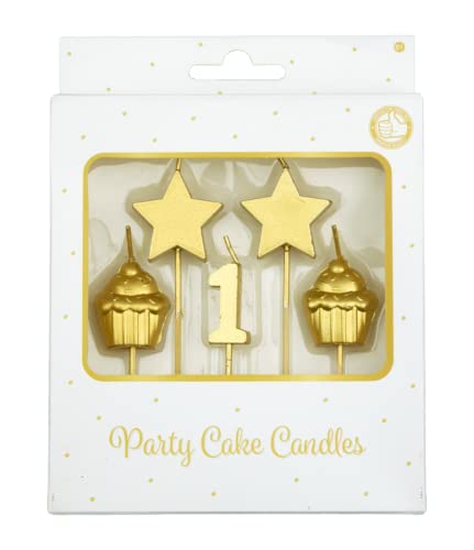 PD-Party 7050001 Geburtstag Kuchen Kerzen | Birthday Cake Candles | Partei Dekoration - 1 Jahr, Gold, 1cm Länge x 3cm Breite x 9cm Höhe von PD-Party