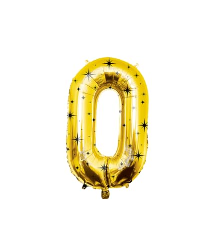 PD-Party Folienballon Zahl 0-86cm - Gold mit Sternmuster - Classy party für Geburtstag, Jubiläum, Hochzeit oder andere besondere Feier - Ziffernballons - Zahlenballons - Geburtstagdeko von PD-Party