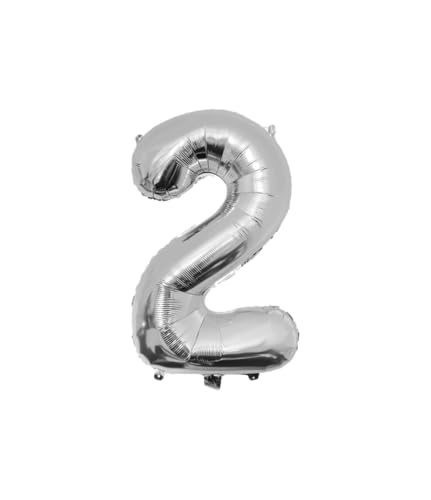 PD-Party Folienballon Zahl 2-86cm - Silber - Classy party für Geburtstag, Jubiläum, Hochzeit oder andere besondere Feier - Ziffernballons - Zahlenballons - Geburtstagdeko von PD-Party