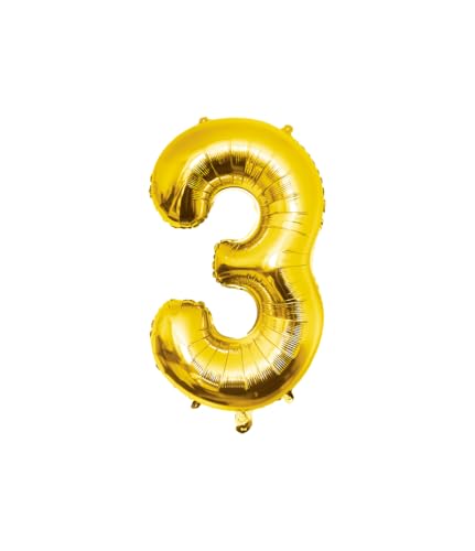 PD-Party Folienballon Zahl 3-86cm - Gold - Classy party für Geburtstag, Jubiläum, Hochzeit oder andere besondere Feier - Ziffernballons - Zahlenballons - Geburtstagdeko von PD-Party