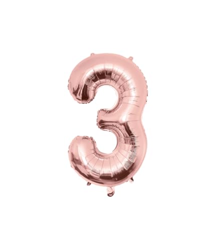 PD-Party Folienballon Zahl 3-86cm - Rose Gold - Classy party für Geburtstag, Jubiläum, Hochzeit oder andere besondere Feier - Ziffernballons - Zahlenballons - Geburtstagdeko von PD-Party