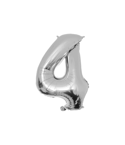 PD-Party Folienballon Zahl 4-86cm - Silber - Classy party für Geburtstag, Jubiläum, Hochzeit oder andere besondere Feier - Ziffernballons - Zahlenballons - Geburtstagdeko von PD-Party