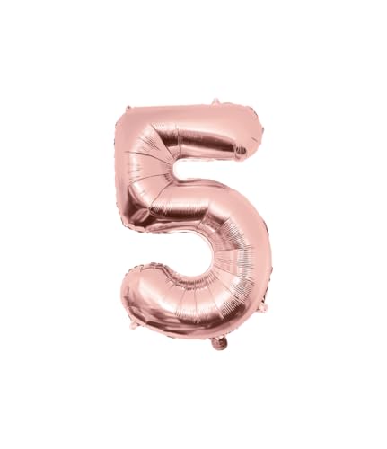 PD-Party Folienballon Zahl 5-86cm - Rose Gold - Classy party für Geburtstag, Jubiläum, Hochzeit oder andere besondere Feier - Ziffernballons - Zahlenballons - Geburtstagdeko von PD-Party
