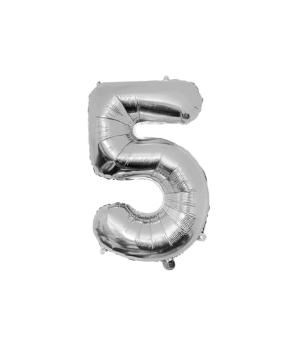 PD-Party Folienballon Zahl 5-86cm - Silber - Classy party für Geburtstag, Jubiläum, Hochzeit oder andere besondere Feier - Ziffernballons - Zahlenballons - Geburtstagdeko von PD-Party