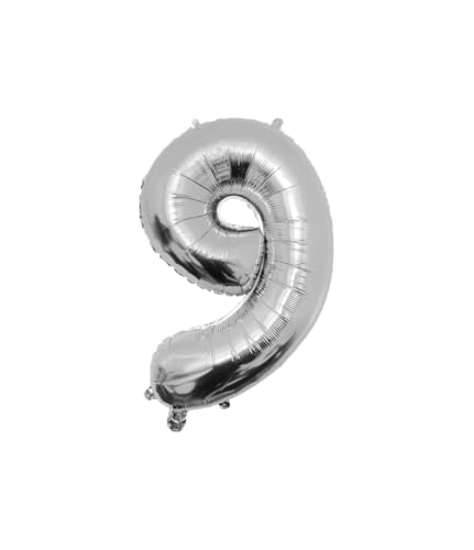 PD-Party Folienballon Zahl 9-86cm - Silber - Classy party für Geburtstag, Jubiläum, Hochzeit oder andere besondere Feier - Ziffernballons - Zahlenballons - Geburtstagdeko von PD-Party