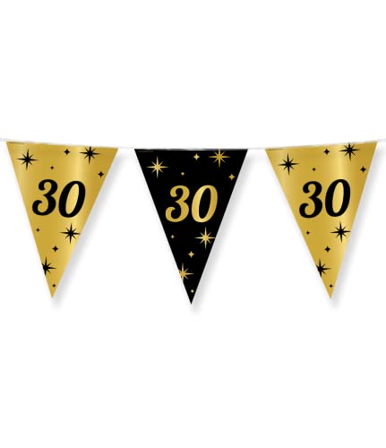 PD-Party - Geburtstag Girlande für 30. Geburtstag - Wimpelkette - Deko Geburtstag - Jubiläum - Schwarz Gold Deko - Party Deko - 30. Geburtstag Junge & Mädchen - Geburtstags Deko - 1000 x 30 cm PD-Party - Geburtstag Girlande für 30. Geburtstag - Wimpelkette - Deko Geburtstag - Jubiläum - Schwarz Gold Deko - Party Deko - 30. Geburtstag Junge & Mädchen - Geburtstags Deko - 1000 x 30 cm von PD-Party