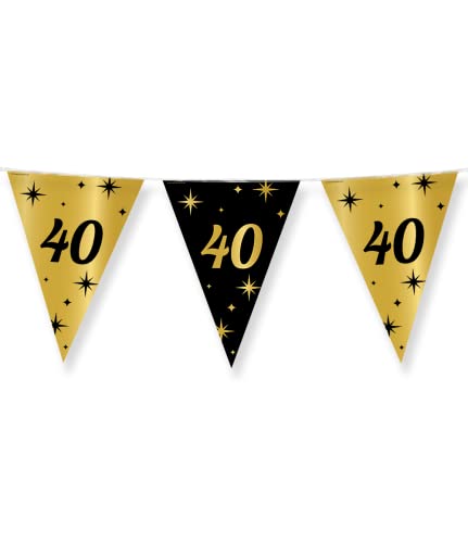 PD-Party - Geburtstag Girlande für 40. Geburtstag - Wimpelkette - Deko Geburtstag - Jubiläum - Schwarz Gold Deko - Party Deko - 40. Geburtstag Junge & Mädchen - Geburtstags Deko - 1000 x 30 cm PD-Party - Geburtstag Girlande für 40. Geburtstag - Wimpelkette - Deko Geburtstag - Jubiläum - Schwarz Gold Deko - Party Deko - 40. Geburtstag Junge & Mädchen - Geburtstags Deko - 1000 x 30 cm von PD-Party