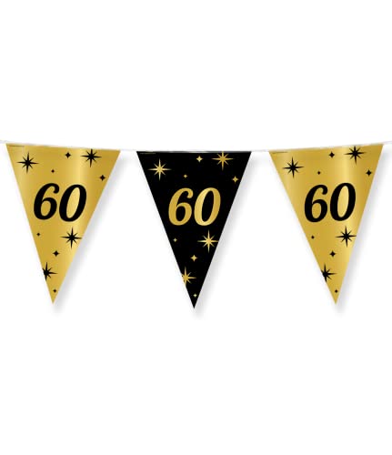 PD-Party - Geburtstag Girlande für 60. Geburtstag - Wimpelkette - Deko Geburtstag - Jubiläum - Schwarz Gold Deko - Party Deko - 60. Geburtstag Junge & Mädchen - Geburtstags Deko - 1000 x 30 cm PD-Party - Geburtstag Girlande für 60. Geburtstag - Wimpelkette - Deko Geburtstag - Jubiläum - Schwarz Gold Deko - Party Deko - 60. Geburtstag Junge & Mädchen - Geburtstags Deko - 1000 x 30 cm von PD-Party