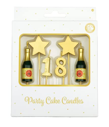 PD-Party 7050012 Geburtstag Kuchen Kerzen | Birthday Cake Candles | Partei Dekoration - 18 Jahre, Gold, 1cm Länge x 3cm Breite x 9cm Höhe von PD-Party