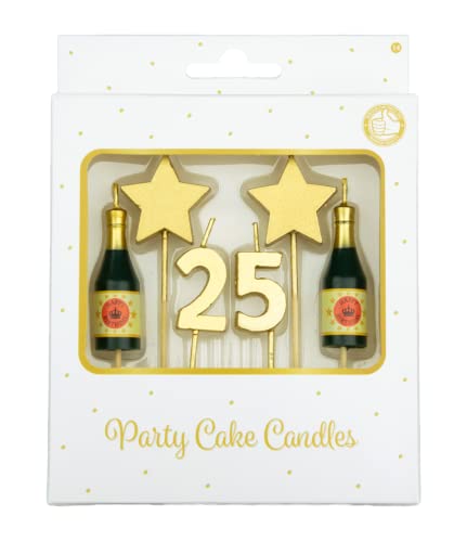 PD-Party 7050014 Geburtstag Kuchen Kerzen | Birthday Cake Candles | Partei Dekoration - 25 Jahre, Gold, 1cm Länge x 3cm Breite x 9cm Höhe von PD-Party