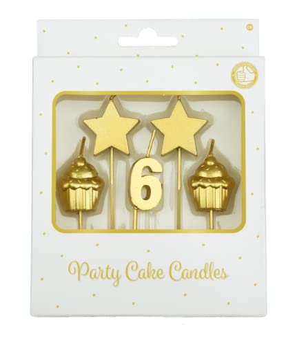 PD-Party 7050006 Geburtstag Kuchen Kerzen | Birthday Cake Candles | Partei Dekoration - 6 Jahre, Gold, 1cm Länge x 3cm Breite x 9cm Höhe von PD-Party