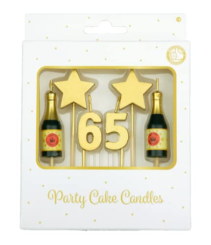 PD-Party 7050019 Geburtstag Kuchen Kerzen | Birthday Cake Candles | Partei Dekoration - 65 Jahre, Gold, 1cm Länge x 3cm Breite x 9cm Höhe von PD-Party
